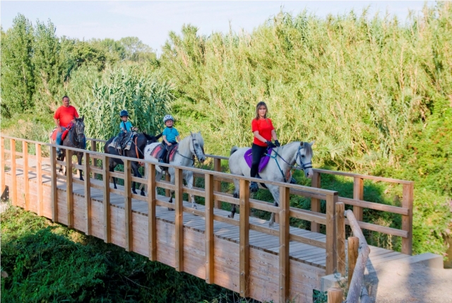Pasando por un puente a caballo
